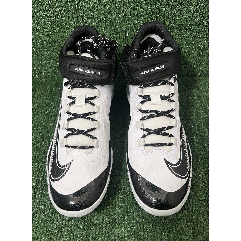 Nike‎ Alpha Huarache Elite 4 Mid White Black Baseball Cleats Men's 7 FD2744-107 - Picture 3 of 7